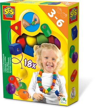 Learning to string wooden beads for children 14808