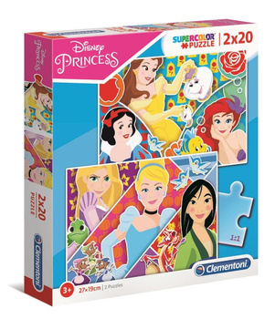 Clementoni puzzle Princess super color 2x20 24766