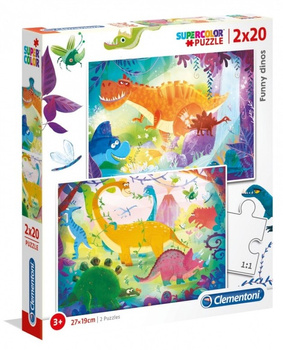 Clementoni Puzzle 2x20 Funny Dinosaurs 24755