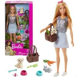 MATTEL Barbie blonde doll with animals FPR48