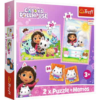 Trefl Puzzle 2in1 + Memos - Gabi with a Cat Friend 93382