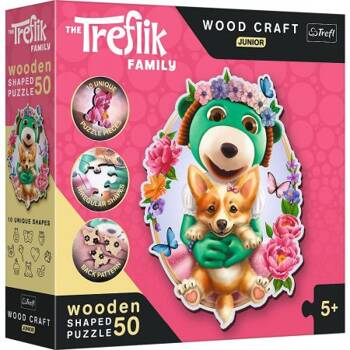 Trefl Puzzle 50 Pieces Wooden Treflik Family - Wesołe Treflik 20206