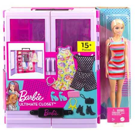 Barbie wardrobe with doll and accessories HJL66