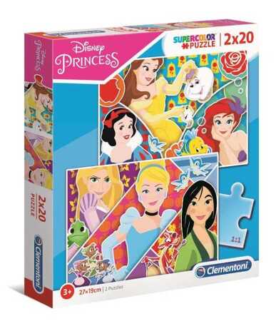 Clementoni puzzle Princess super color 2x20 24766