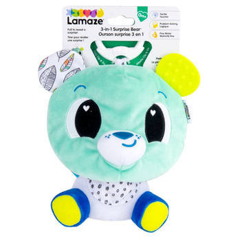 Lamaze Pendentif Ours en Peluche 3en1 L27469 - Jouet Educatif pour Bébé