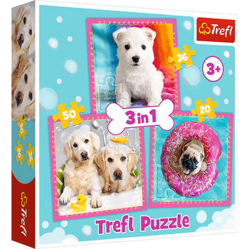 Puzzle 3 en 1 chiens dans le bain pour enfants 34845