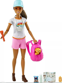 Poupée Barbie voyageuse avec un sac à dos GRN66