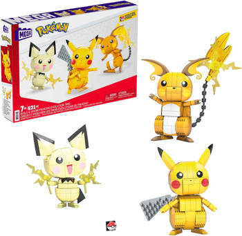 MATTEL MEGA CONSTRUCTION Pokémon Pikachu Trio 3-pack GYH06 - Ensemble de blocs