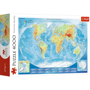 Puzzle 4000 Grande carte physique du monde 45007