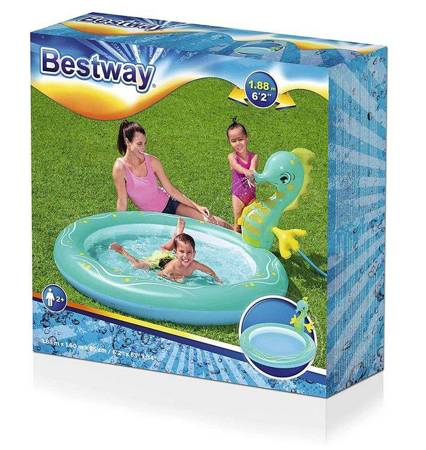 Bestway Piscine gonflable pour enfants avec pulvérisateur Sea Horse 140x140x85 cm B53114 82275