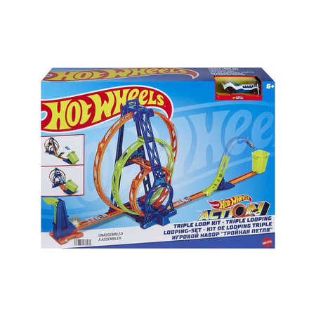 Hot Wheels Action triple loop race track HMX37