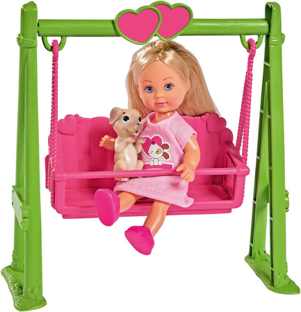 Evi with an animal on a swing toy for children 573-3443