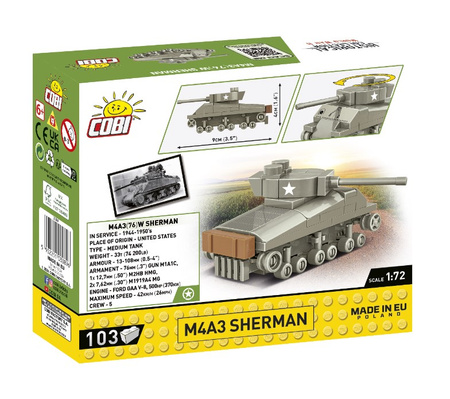 COBI HC WWII tank M4A3 Sherman 103kl 3089 - model for assembly