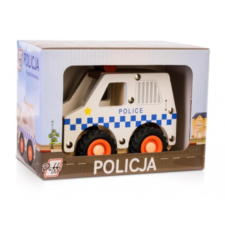 DAFFI Voiture en bois avec pneus Police D-134 41349 - Jouet pour enfants