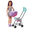 Barbie babysitter doll Skipper stroller + baby GXT34