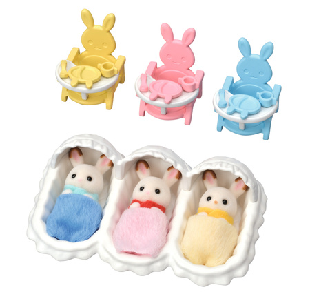 Sylvanian Families Bunnies Triplets with Chocolate Ears 05532