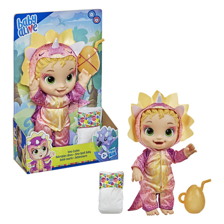 Poupée blonde en costume de dinosaure F0933