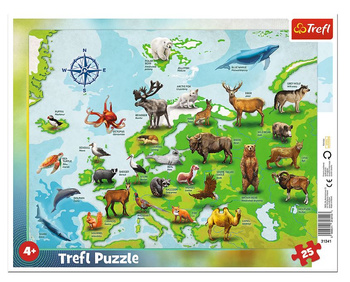 Frame Puzzle 25 Map of Europe with Animals 31341