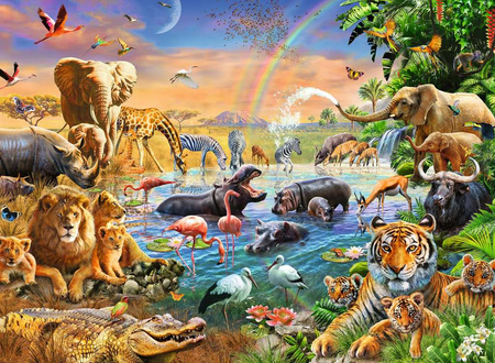 Puzzle 100 XXL Lake in the jungle 129102