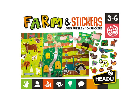 Puzzle with stickers farm 123