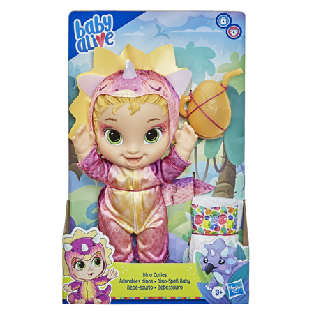 Poupée blonde en costume de dinosaure F0933