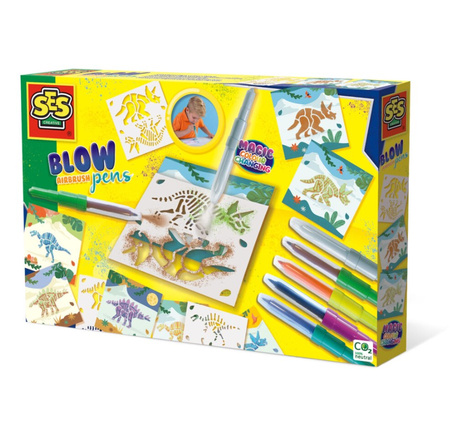 Dinosaur blowing painting for children 14286