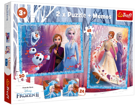 Puzzle 2 en 1, mémos, terre mystérieuse, Frozen 2, 90814