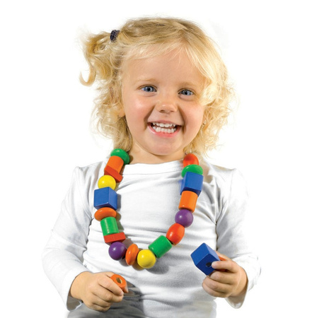 Learning to string wooden beads for children 14808