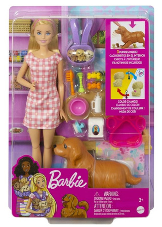 Barbie Dogs are born - set avec poupée HCK75