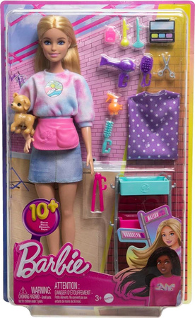 Barbie doll Malibu Stylist with a dog MATTEL HNK95