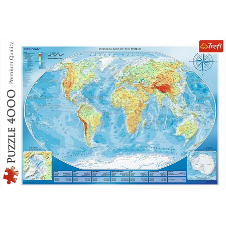 Puzzle 4000 Great physical map of the world 45007