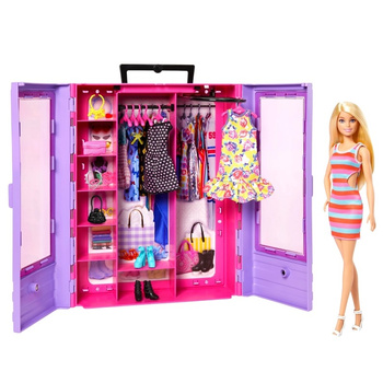 Barbie wardrobe with doll and accessories HJL66