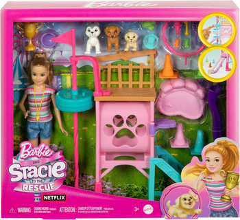 MATTEL Barbie Aire de jeux pour chiens + poupée Stacie HRM10