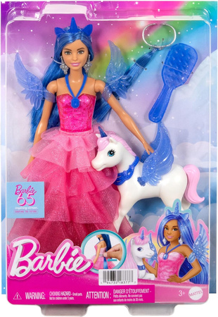 MATTEL Barbie Princess Sapphire Doll with Winged Unicorn HRR16