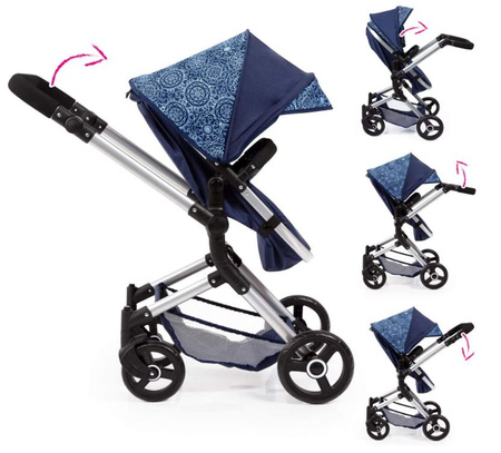 Combi stroller, deep stroller, navy blue/blue 18403