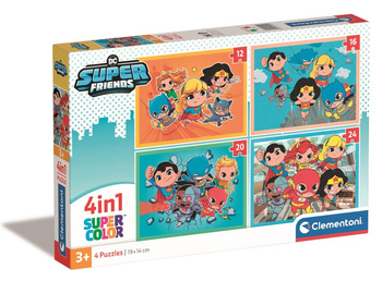 Clementoni Puzzle 4en1 SuperKolor DC Superfriends 21520 - Puzzles pour enfants