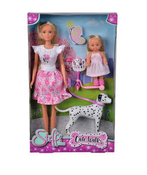 Steffi and Evi doll walking the dog 573-3605 - Toy for children