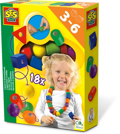 Learning to string wooden beads for children 14808