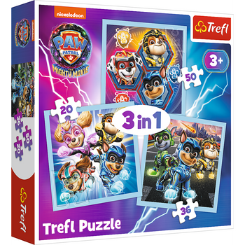 Trefl Puzzle 3en1 Paw Patrol Mighty Pups 34869