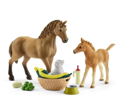 Schleich 42432 Quarter Horse + Foal Grooming Set