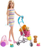 Barbie doll + stroller with dogs GHV92