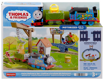 Track set with Thomas and a supply of MATTEL Fisher-Price HTN34 paint