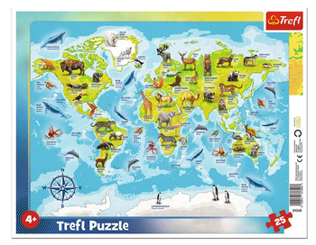 Cadre Puzzle 25 Carte avec Animaux 31340