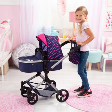 Combi stroller, deep navy blue and pink 18454