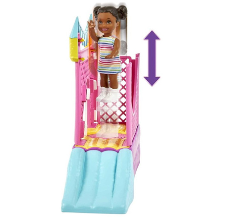 Barbie Skipper with a doll + bouncy castle HHB67