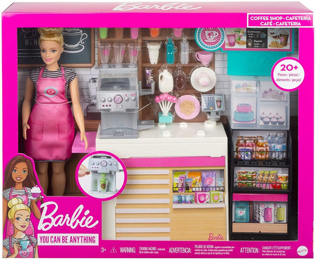 Barbie Café Set + Poupée GMW03 - Jouets pour enfants