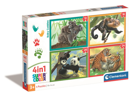 Clementoni Puzzle 4 en 1 SuperKolor Câlins pour bébé 21532