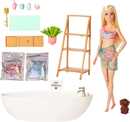 Poupée de bain Barbie avec confettis et baignoire HKT92