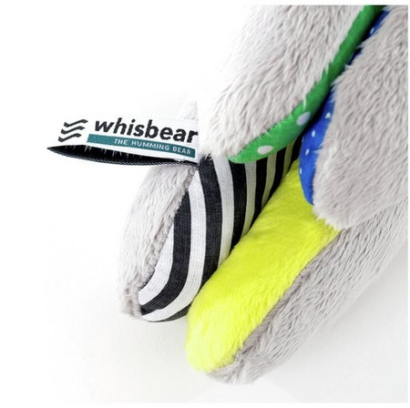 WHISBEAR Ours en peluche sensoriel bourdonnant avec capteur de pleurs Citron 95512