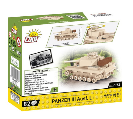 COBI HC WWII Panzer III 3090 tank - 82 class